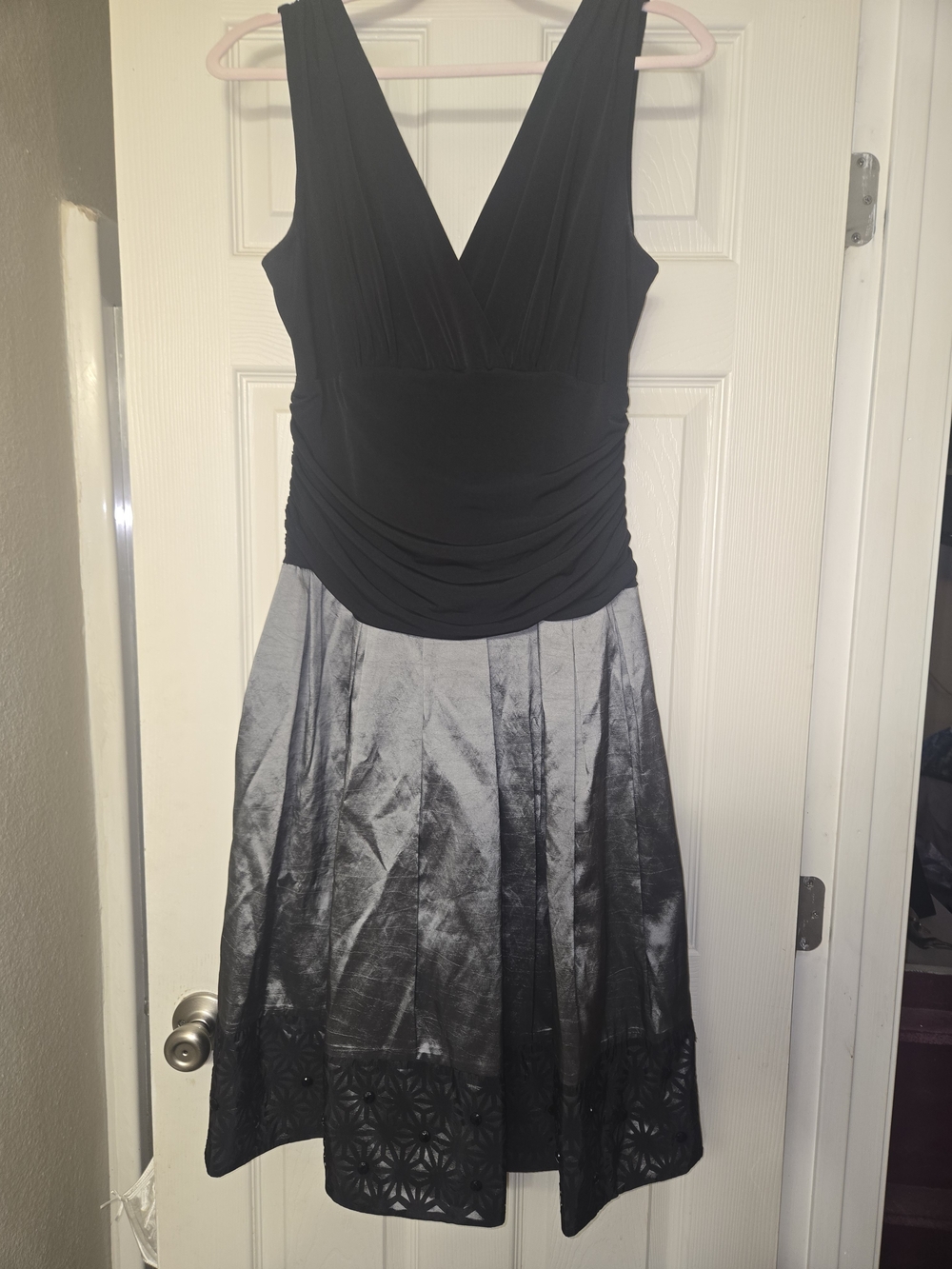 SL Fashion Black V-Neck Cocktail Dress 43" Long
